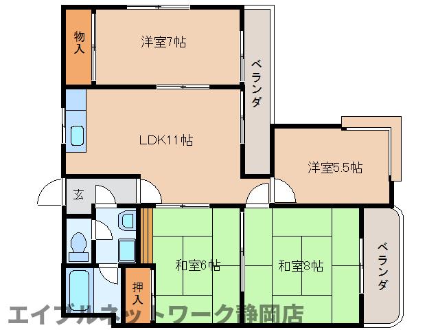 静岡市葵区辰起町のマンションの間取り