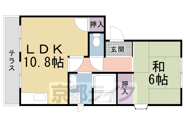 京都市左京区岩倉花園町のアパートの間取り