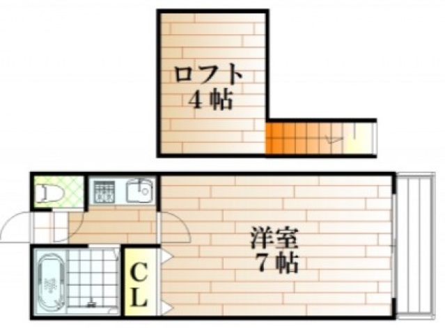 岡山市北区島田本町のアパートの間取り