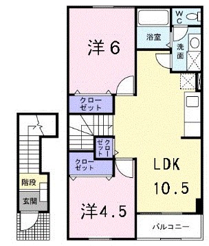 安芸郡熊野町城之堀のアパートの間取り