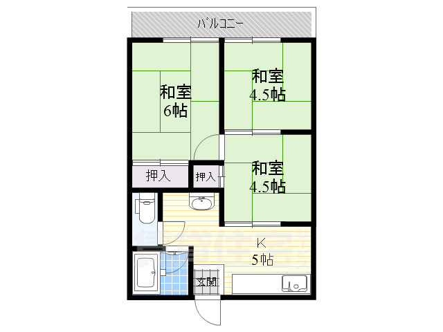 高槻市大蔵司のアパートの間取り