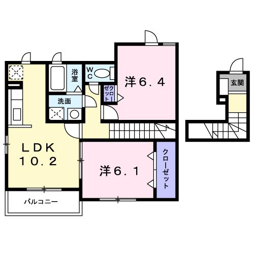 鹿児島市石谷町のアパートの間取り