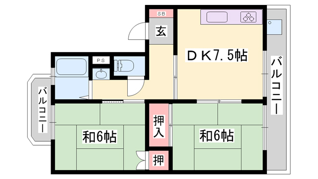 たつの市龍野町日山のマンションの間取り