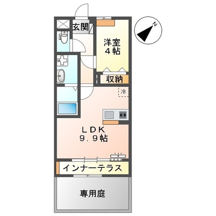 熊本市東区下南部のアパートの間取り