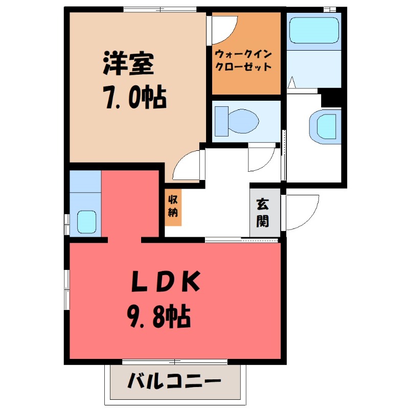 古河市原町のアパートの間取り