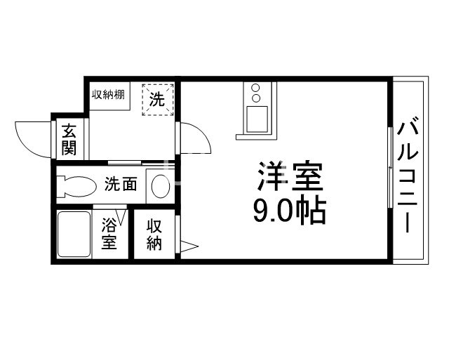 【仮）フラッティ堀川北山Aの間取り】