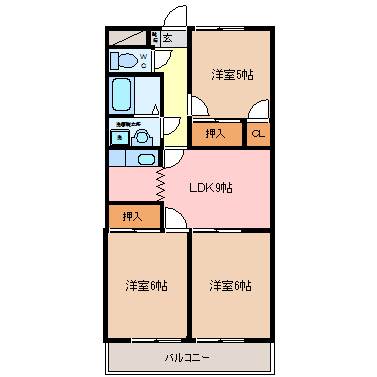 伊勢市小俣町元町のマンションの間取り