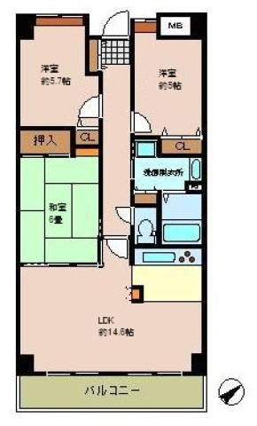 【広島市安佐南区東原のマンションの間取り】