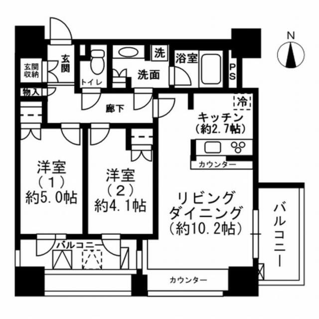 新宿区市谷本村町のマンションの間取り