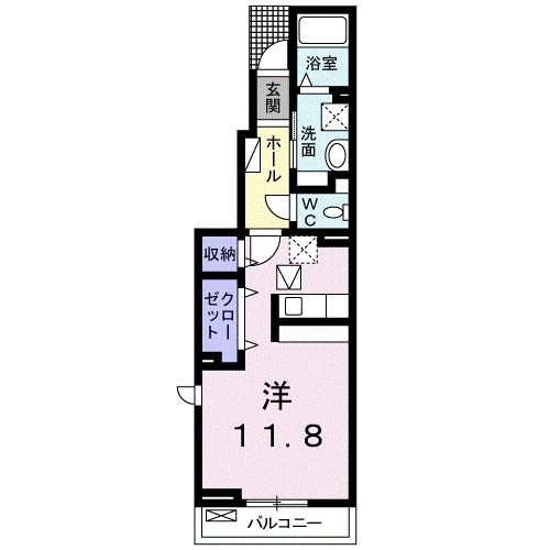 松山市竹原のアパートの間取り