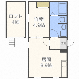 札幌市東区北二十条東のアパートの間取り