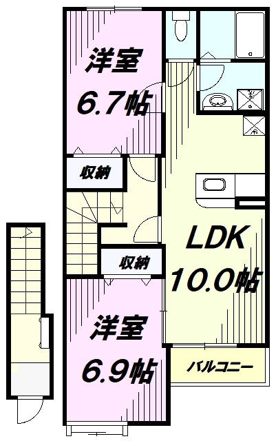 【八王子市宇津木町のアパートの間取り】