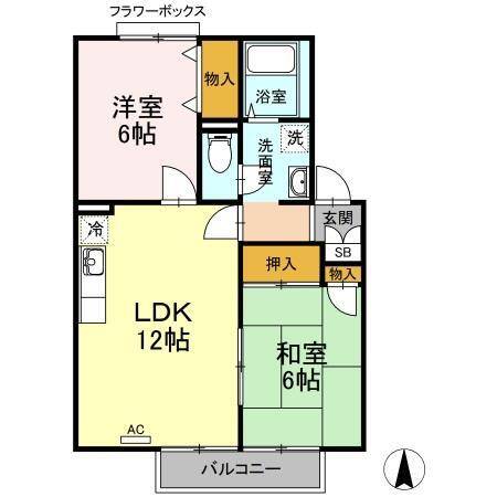 東温市南方のアパートの間取り