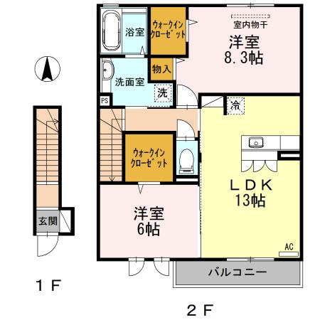 松山市清住のアパートの間取り