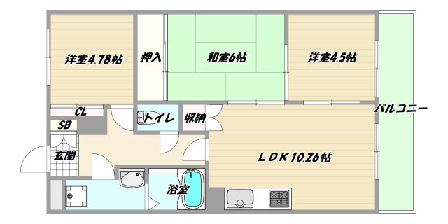 地下鉄御堂筋線 西中島南方駅 徒歩9分 5階建 築43年の間取り写真