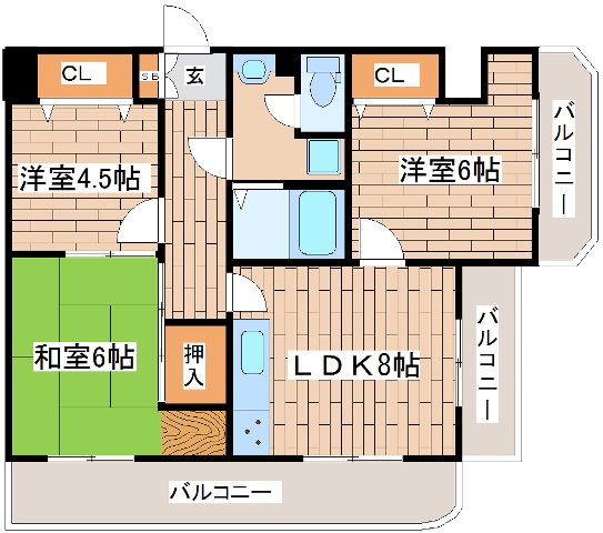 神戸市灘区土山町のマンションの間取り