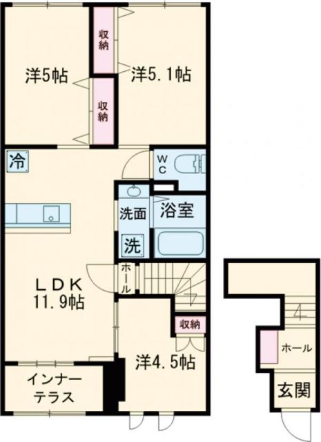 古賀市小竹のアパートの間取り