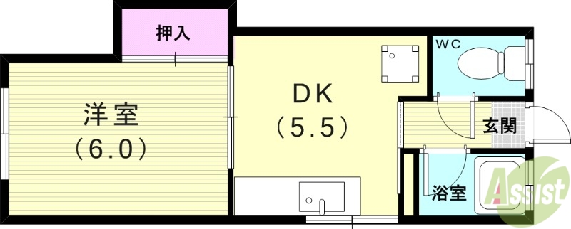 神戸市垂水区高丸のアパートの間取り