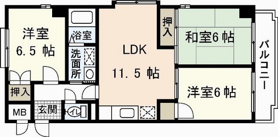 広島市西区小河内町のマンションの間取り