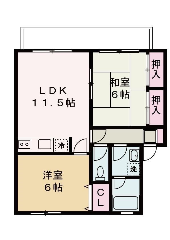 姫路市東山のアパートの間取り