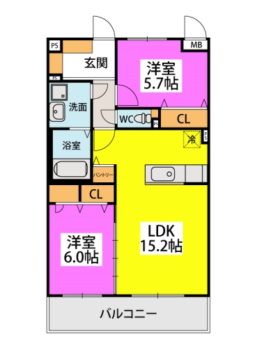 糸島市泊のマンションの間取り