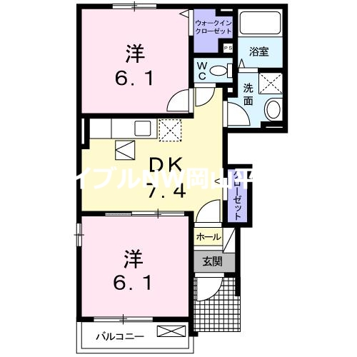 【赤磐市桜が丘東のアパートの間取り】