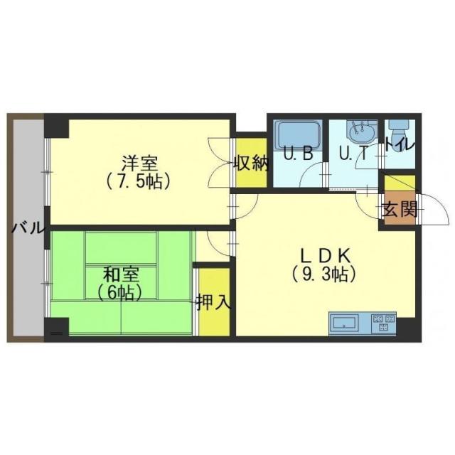 北斗市久根別のアパートの間取り