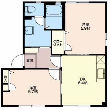 あわら市東温泉のアパートの間取り