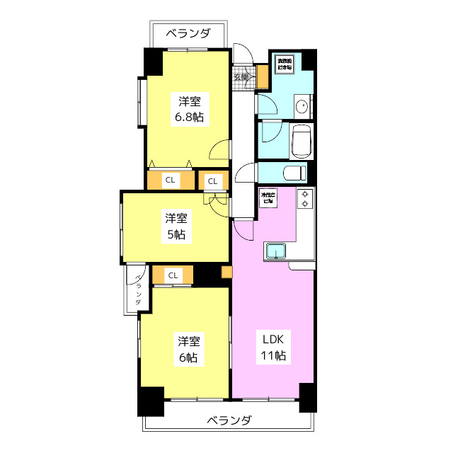 春日市桜ヶ丘のマンションの間取り