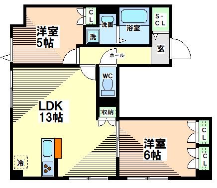 府中市武蔵台のマンションの間取り