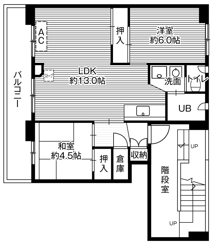 ビレッジハウス上野幌4号棟の間取り