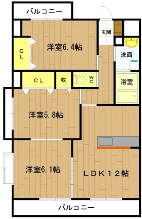 伊勢市御薗町上條のマンションの間取り