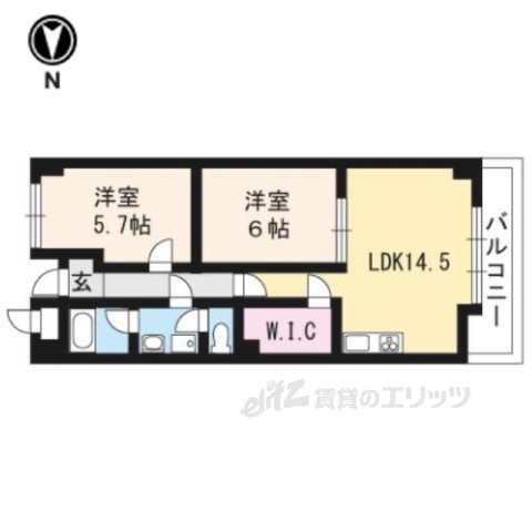 京都市上京区新白水丸町のマンションの間取り