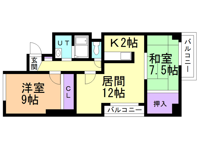 函館市梁川町のマンションの間取り