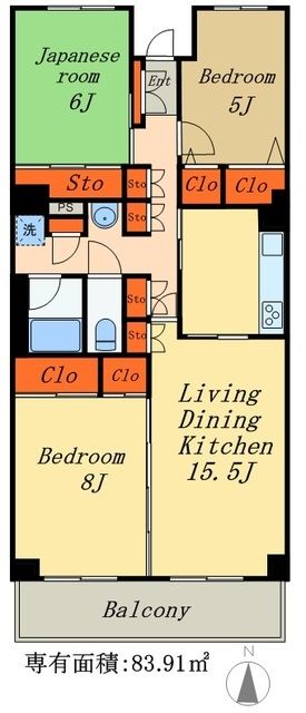 船橋市三咲のマンションの間取り