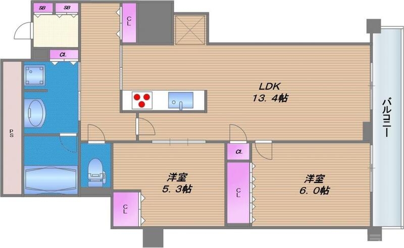 大阪市西区江之子島のマンションの間取り