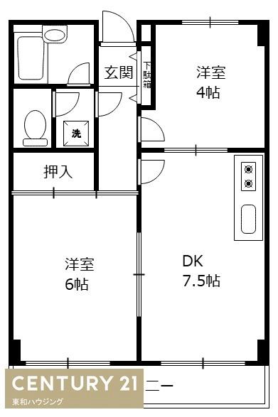 市川市塩焼のマンションの間取り