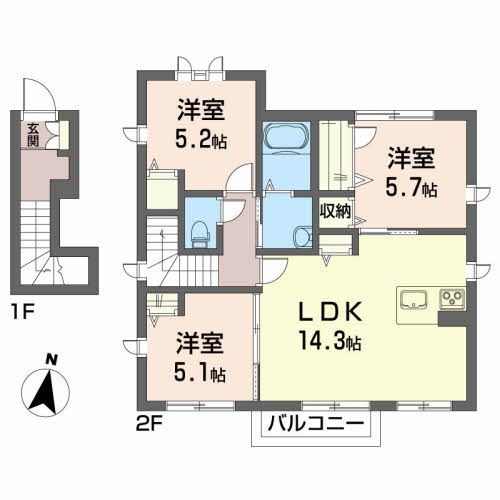 盛岡市長橋町築13年の間取り