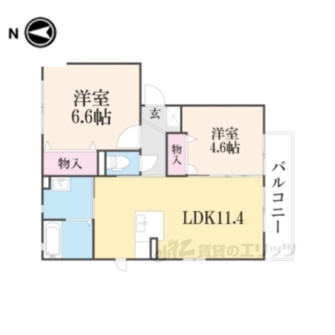 長浜市高月町高月のアパートの間取り