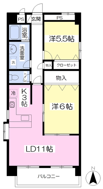 松山市永木町のマンションの間取り