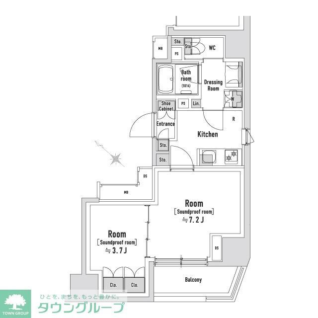 中央区八丁堀のマンションの間取り