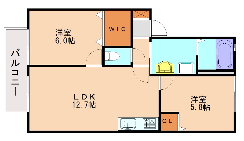 糟屋郡新宮町新宮東のアパートの間取り