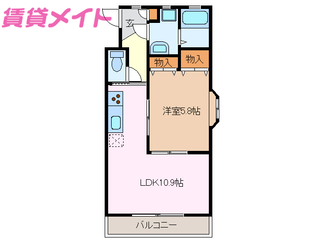 津市末広町のアパートの間取り