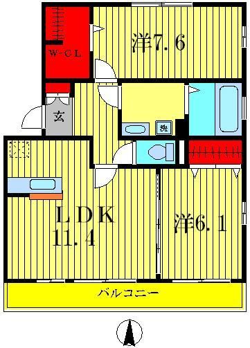 セントラルアヴェニューＢの間取り