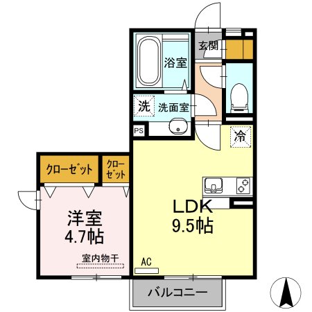 熊本市南区近見のアパートの間取り