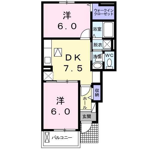 中間市中鶴のアパートの間取り