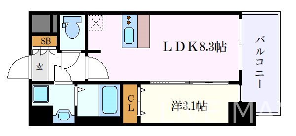 名古屋市中区栄のマンションの間取り