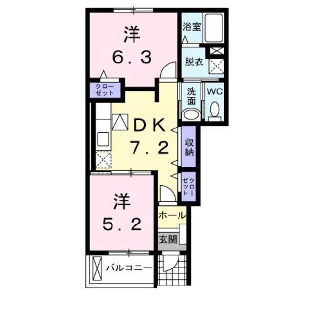 熊本市南区富合町古閑のアパートの間取り