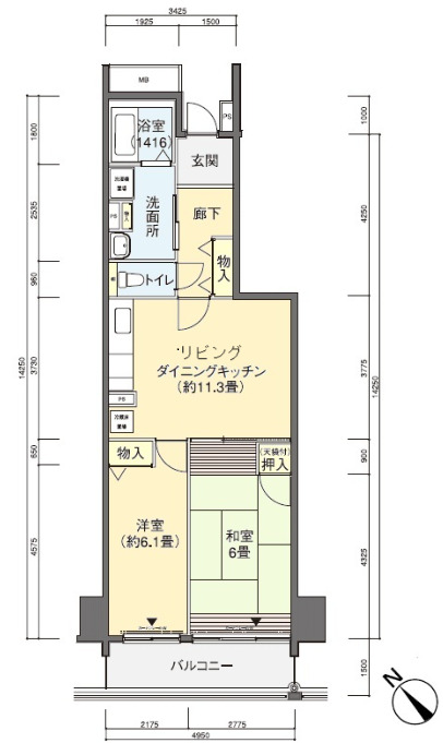 ルリエ横浜長者町の間取り