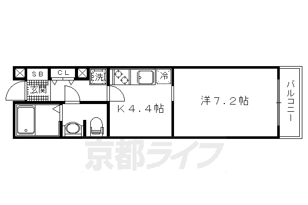 京都市北区等持院東町のマンションの間取り